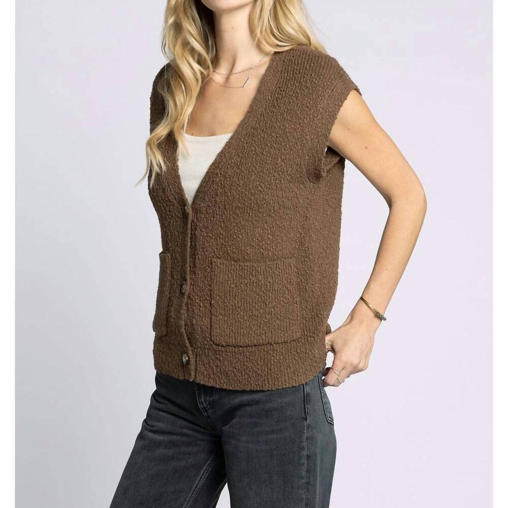 NEW THREAD & SUPPLY emma sleeveless cardigan in coffee